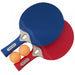 2 ping pong paddles and balls